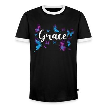 Christian Bible Verse Quote - Männer Kontrast-T-Shirt - Schwarz/Weiß - Vorne - AI Model Female 172 light (172cm) & AI Model Male 178 light (178cm)
