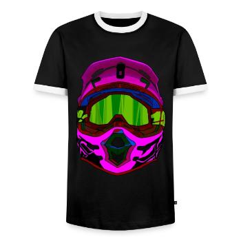 Motocross / Enduro / Freestyle mx / Dirtbike retro - Männer Kontrast-T-Shirt - Schwarz/Weiß - Vorne - AI Model Female 172 light (172cm) & AI Model Male 178 light (178cm)