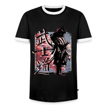 Samurai-Charaktere, Bushido, japanischer Samurai - Männer Kontrast-T-Shirt - Schwarz/Weiß - Vorne - AI Model Female 172 light (172cm) & AI Model Male 178 light (178cm)