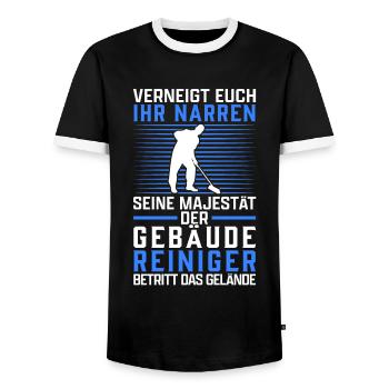 Gebäudereiniger verneigt euch Fensterputzer - Männer Kontrast-T-Shirt - Schwarz/Weiß - Vorne - AI Model Female 172 light (172cm) & AI Model Male 178 light (178cm)