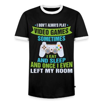 I don't always play video games Funny Sweet Gam - Men's Ringer Shirt - black/white - Front - AI Model Female 172 light (172cm) & AI Model Male 178 light (178cm)