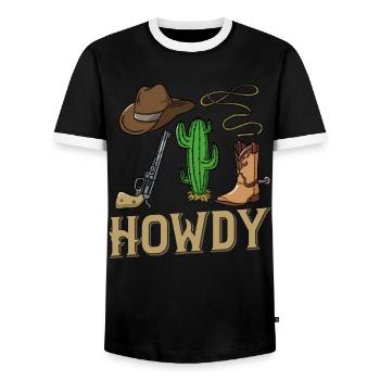 Cowboy Western Country - Männer Kontrast-T-Shirt - Schwarz/Weiß - Vorne - AI Model Female 172 light (172cm) & AI Model Male 178 light (178cm)