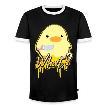 Ce que Ente Mit Messer Duck avec Knife Meme Graffiti - T-shirt contrasté Homme - noir/blanc - Devant - AI Model Female 172 light (172cm) & AI Model Male 178 light (178cm)