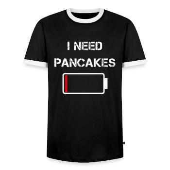 Ich brauche Pancakes Pfannkuchen Frühstück Brunch - Männer Kontrast-T-Shirt - Schwarz/Weiß - Vorne - AI Model Female 172 light (172cm) & AI Model Male 178 light (178cm)