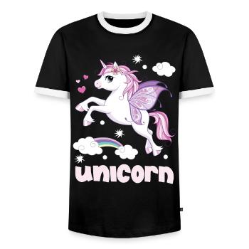 Unicorn - Männer Kontrast-T-Shirt - Schwarz/Weiß - Vorne - AI Model Female 172 light (172cm) & AI Model Male 178 light (178cm)