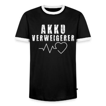 Akku Verweigerer Radfahrer Rad Spruch Heartbeat - Männer Kontrast-T-Shirt - Schwarz/Weiß - Vorne - AI Model Female 172 light (172cm) & AI Model Male 178 light (178cm)