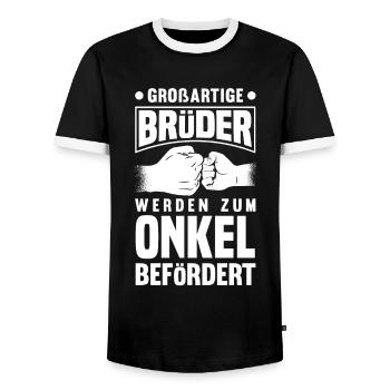 Onkel - Männer Kontrast-T-Shirt - Schwarz/Weiß - Vorne - AI Model Female 172 light (172cm) & AI Model Male 178 light (178cm)