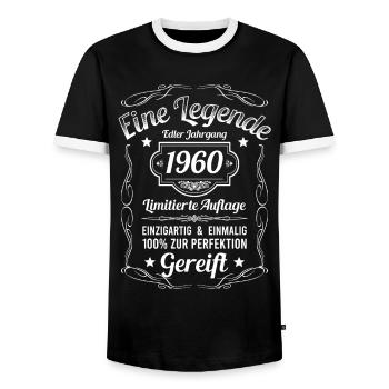 Geburtsjahr 1960 Vintage Geburtstag Legende 1960 - Männer Kontrast-T-Shirt - Schwarz/Weiß - Vorne - AI Model Female 172 light (172cm) & AI Model Male 178 light (178cm)