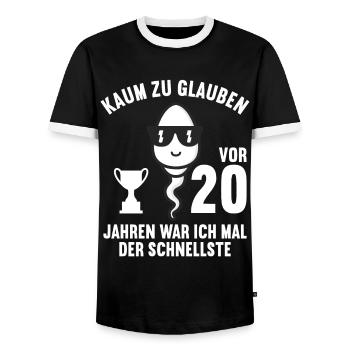 20 Jahre vor 20 Jahren schnellste 20. Geburtstag - Männer Kontrast-T-Shirt - Schwarz/Weiß - Vorne - AI Model Female 172 light (172cm) & AI Model Male 178 light (178cm)
