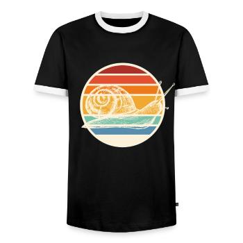 Coquille d’escargot Racing Escargot - T-shirt contrasté Homme - noir/blanc - Devant - AI Model Female 172 light (172cm) & AI Model Male 178 light (178cm)