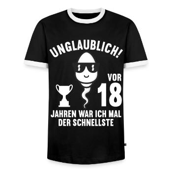 18 Jahre vor 18 Jahren schnellste 18. Geburtstag - Männer Kontrast-T-Shirt - Schwarz/Weiß - Vorne - AI Model Female 172 light (172cm) & AI Model Male 178 light (178cm)