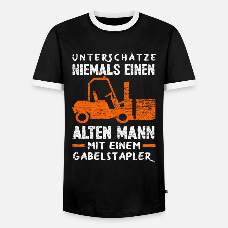 Staplerfahrer Alter Mann - Männer Kontrast-T-Shirt - Schwarz/Weiß