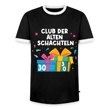 Club der alten Schachteln 30 Jahre 30. Geburtstag - Männer Kontrast-T-Shirt - Schwarz/Weiß - Vorne - AI Model Female 172 light (172cm) & AI Model Male 178 light (178cm)