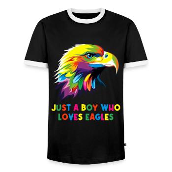 juste un garçon qui aime les aigles oiseau aigle - T-shirt contrasté Homme - noir/blanc - Devant - AI Model Female 172 light (172cm) & AI Model Male 178 light (178cm)