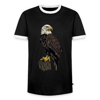 just a girl who loves eagles bird eagle - Men's Ringer Shirt - black/white - Front - AI Model Female 172 light (172cm) & AI Model Male 178 light (178cm)