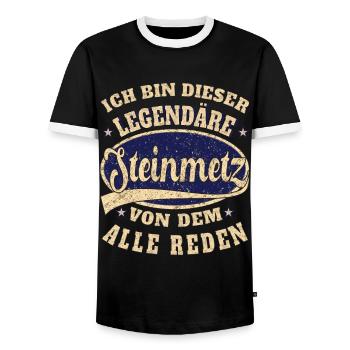 Steinmetz ich bin dieser legendäre Steinmetz - Männer Kontrast-T-Shirt - Schwarz/Weiß - Vorne - AI Model Female 172 light (172cm) & AI Model Male 178 light (178cm)