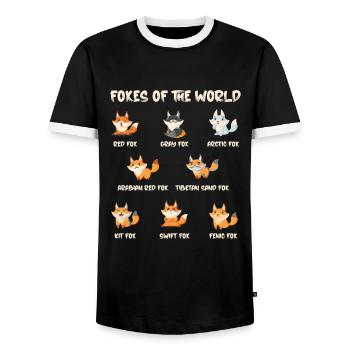 Fuchs Füchse Raubtier Rotfuchs Fennek Geschenk - Männer Kontrast-T-Shirt - Schwarz/Weiß - Vorne - AI Model Female 172 light (172cm) & AI Model Male 178 light (178cm)