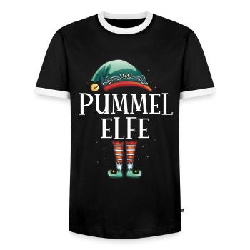 Weihnachten Partnerkostüm Pummel Elf Elfe Elfen - Männer Kontrast-T-Shirt - Schwarz/Weiß - Vorne - AI Model Female 172 light (172cm) & AI Model Male 178 light (178cm)