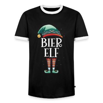 Weihnachten Partnerkostüm Bier Elf Elfe Elfen - Männer Kontrast-T-Shirt - Schwarz/Weiß - Vorne - AI Model Female 172 light (172cm) & AI Model Male 178 light (178cm)