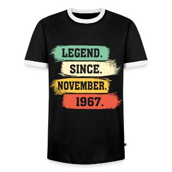 Légende depuis novembre 1967 - T-shirt contrasté Homme - noir/blanc - Devant - AI Model Female 172 light (172cm) & AI Model Male 178 light (178cm)