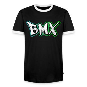 BMX - Männer Kontrast-T-Shirt - Schwarz/Weiß - Vorne - AI Model Female 172 light (172cm) & AI Model Male 178 light (178cm)