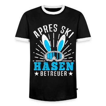 Après-ski Hasen Betreuer - Skifahrer Skiurlaub - Männer Kontrast-T-Shirt - Schwarz/Weiß - Vorne - AI Model Female 172 light (172cm) & AI Model Male 178 light (178cm)