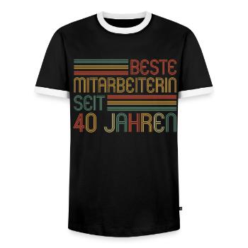 40 Jahre im Dienst 40 Jähriges Dienstjubiläum - Männer Kontrast-T-Shirt - Schwarz/Weiß - Vorne - AI Model Female 172 light (172cm) & AI Model Male 178 light (178cm)