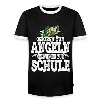 Angler Fisherman Fishing Rod Fishing Equipment Saying - Men's Ringer Shirt - black/white - Front - AI Model Female 172 light (172cm) & AI Model Male 178 light (178cm)