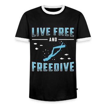 Apnée de plongée Apnée Cadeau d’apnée - T-shirt contrasté Homme - noir/blanc - Devant - AI Model Female 172 light (172cm) & AI Model Male 178 light (178cm)