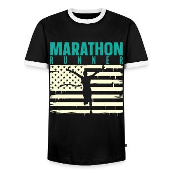 Marathon Marathonlauf Marathonläufer Geschenk - Männer Kontrast-T-Shirt - Schwarz/Weiß - Vorne - AI Model Female 172 light (172cm) & AI Model Male 178 light (178cm)