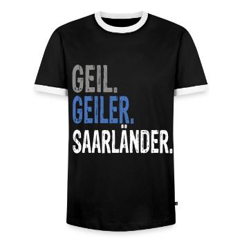 Geil Geiler Saarländer - Männer Kontrast-T-Shirt - Schwarz/Weiß - Vorne - AI Model Female 172 light (172cm) & AI Model Male 178 light (178cm)