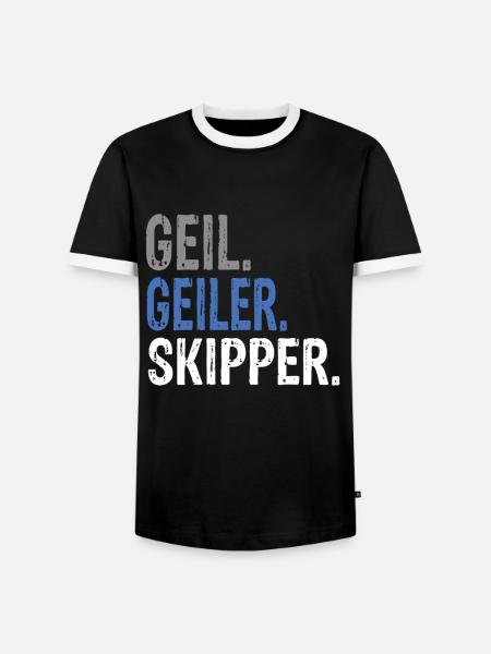 Geil Geiler Skipper - Männer Kontrast-T-Shirt - Schwarz/Weiß