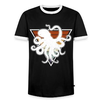 Oktopus Kraken Tintenfisch Tentakel - Männer Kontrast-T-Shirt - Schwarz/Weiß - Vorne - AI Model Female 172 light (172cm) & AI Model Male 178 light (178cm)