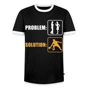 Jouer au tennis de table - T-shirt contrasté Homme - noir/blanc - Devant - AI Model Female 172 light (172cm) & AI Model Male 178 light (178cm)
