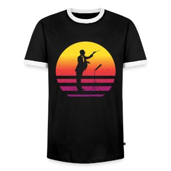Retro Vintage ChoirMasters & Conductors Chef d’orchestre - T-shirt contrasté Homme - noir/blanc - Devant - AI Model Female 172 light (172cm) & AI Model Male 178 light (178cm)
