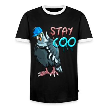 Bird Bird Watching Pigeons Birds Stay Coo Pigeon - Men's Ringer Shirt - black/white - Front - AI Model Female 172 light (172cm) & AI Model Male 178 light (178cm)