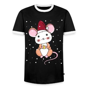 Noël Enfant Souris Flocons de Neige Noël Noël - T-shirt contrasté Homme - noir/blanc - Devant - AI Model Female 172 light (172cm) & AI Model Male 178 light (178cm)