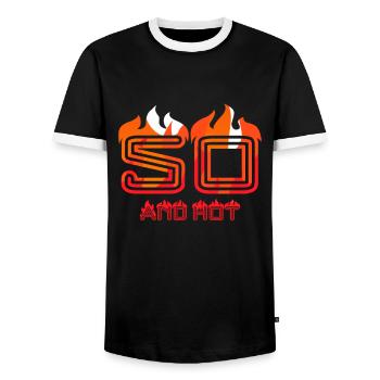 50 years and hot 50th birthday - Men's Ringer Shirt - black/white - Front - AI Model Female 172 light (172cm) & AI Model Male 178 light (178cm)