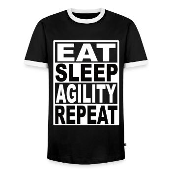 Eat Sleep Agility Repeat - Men's Ringer Shirt - black/white - Front - AI Model Female 172 light (172cm) & AI Model Male 178 light (178cm)