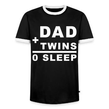 Papa + Jumeaux = 0 Sommeil - T-shirt contrasté Homme - noir/blanc - Devant - AI Model Female 172 light (172cm) & AI Model Male 178 light (178cm)