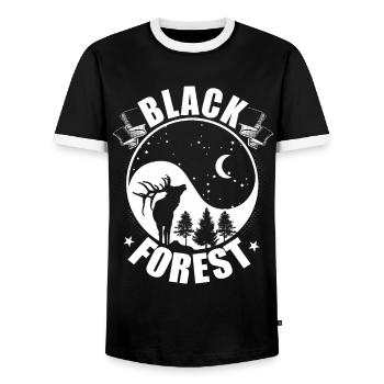 Bois de cerf de la Forêt-Noire Yin Yang - T-shirt contrasté Homme - noir/blanc - Devant - AI Model Female 172 light (172cm) & AI Model Male 178 light (178cm)