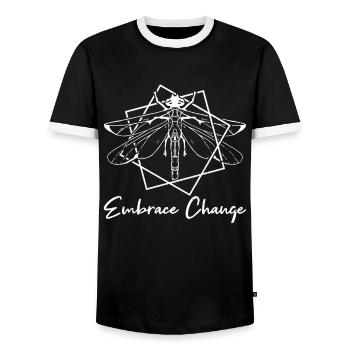 Embrasser le changement - Dragonfly Inspiration Spiritual - T-shirt contrasté Homme - noir/blanc - Devant - AI Model Female 172 light (172cm) & AI Model Male 178 light (178cm)