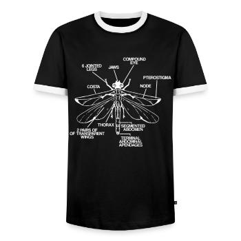 Dragonfly Anatomy Insects Animal Entomology - Men's Ringer Shirt - black/white - Front - AI Model Female 172 light (172cm) & AI Model Male 178 light (178cm)