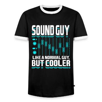Sound Guy Like A Normal Guy But Coole Tontechniker - Männer Kontrast-T-Shirt - Schwarz/Weiß - Vorne - AI Model Female 172 light (172cm) & AI Model Male 178 light (178cm)