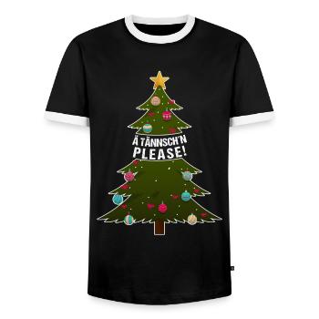 Ä Tännsch'n Please! lustiger Weihnachtsbaum Spruch - Männer Kontrast-T-Shirt - Schwarz/Weiß - Vorne - AI Model Female 172 light (172cm) & AI Model Male 178 light (178cm)