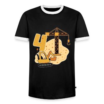 4. Geburtstag Junge Ich bin schon 4 Jahre Bagger - Männer Kontrast-T-Shirt - Schwarz/Weiß - Vorne - AI Model Female 172 light (172cm) & AI Model Male 178 light (178cm)