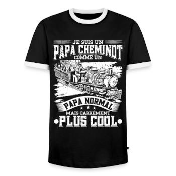 Papa Cheminot Conducteur De Train Chemin De Fer - T-shirt contrasté Homme - noir/blanc - Devant - AI Model Female 172 light (172cm) & AI Model Male 178 light (178cm)
