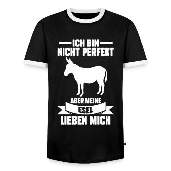 Esel Bauernhof Landwirt Eselbesitzer Esel - Männer Kontrast-T-Shirt - Schwarz/Weiß - Vorne - AI Model Female 172 light (172cm) & AI Model Male 178 light (178cm)