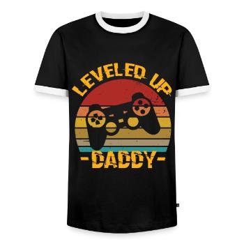 Level Up Daddy Papa Papa Geburtstag Papa - Männer Kontrast-T-Shirt - Schwarz/Weiß - Vorne - AI Model Female 172 light (172cm) & AI Model Male 178 light (178cm)
