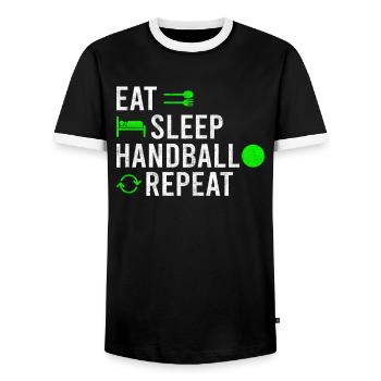 Eat Sleep Handball Repeat - Männer Kontrast-T-Shirt - Schwarz/Weiß - Vorne - AI Model Female 172 light (172cm) & AI Model Male 178 light (178cm)